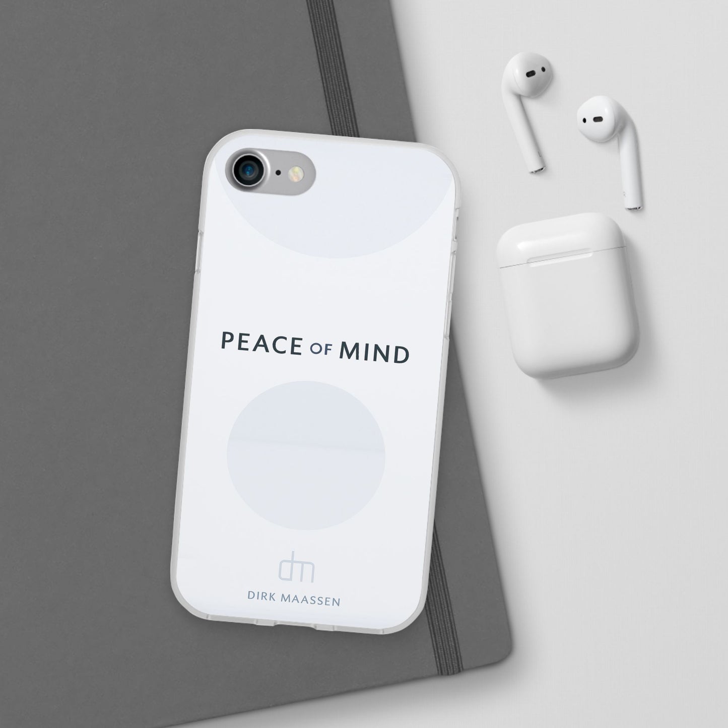 Minimalist Flexi Case - Peace of Mind, Phone Cover, Gift for Him/Her, Modern Tech Accessory, Protective Phone Skin