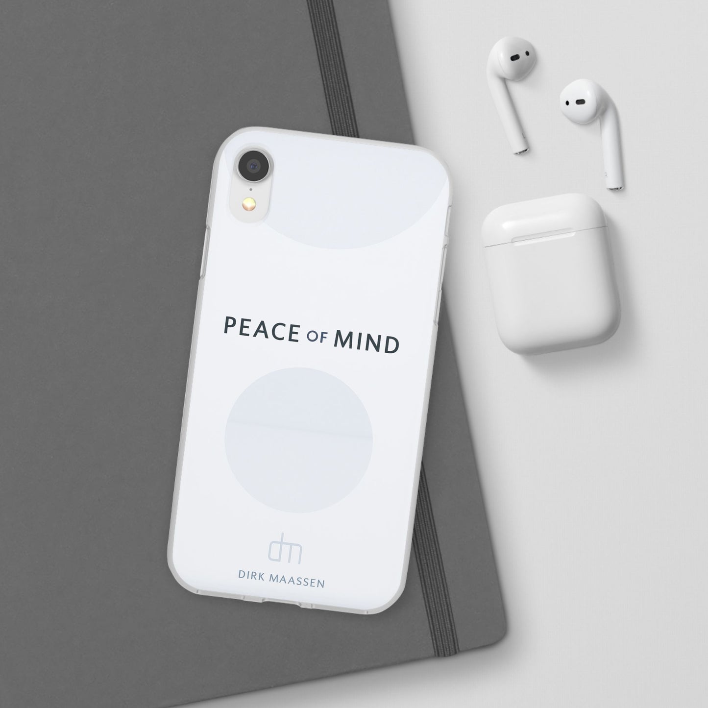 Minimalist Flexi Case - Peace of Mind, Phone Cover, Gift for Him/Her, Modern Tech Accessory, Protective Phone Skin