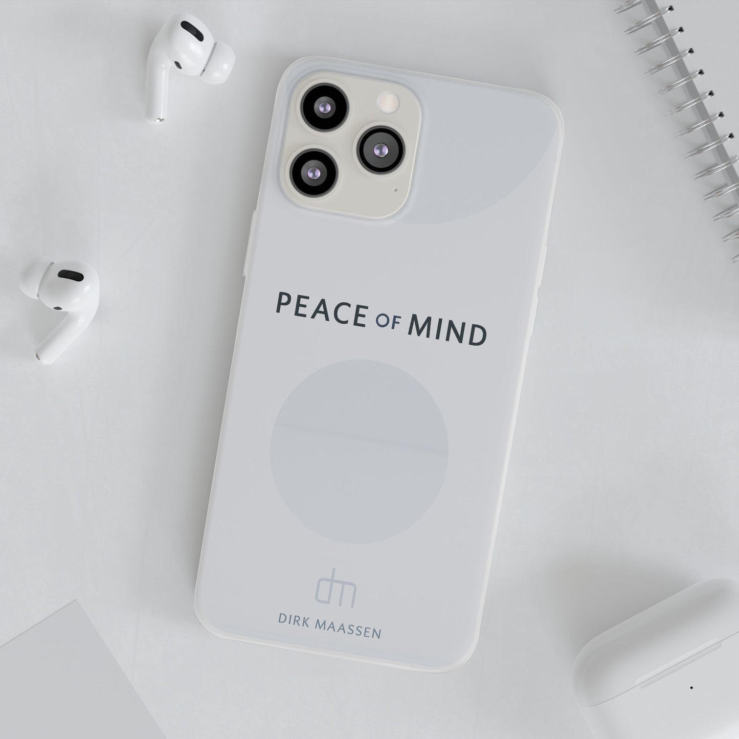 Minimalist Flexi Case - Peace of Mind, Phone Cover, Gift for Him/Her, Modern Tech Accessory, Protective Phone Skin