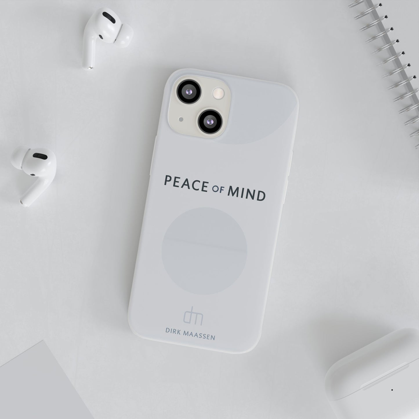Minimalist Flexi Case - Peace of Mind, Phone Cover, Gift for Him/Her, Modern Tech Accessory, Protective Phone Skin