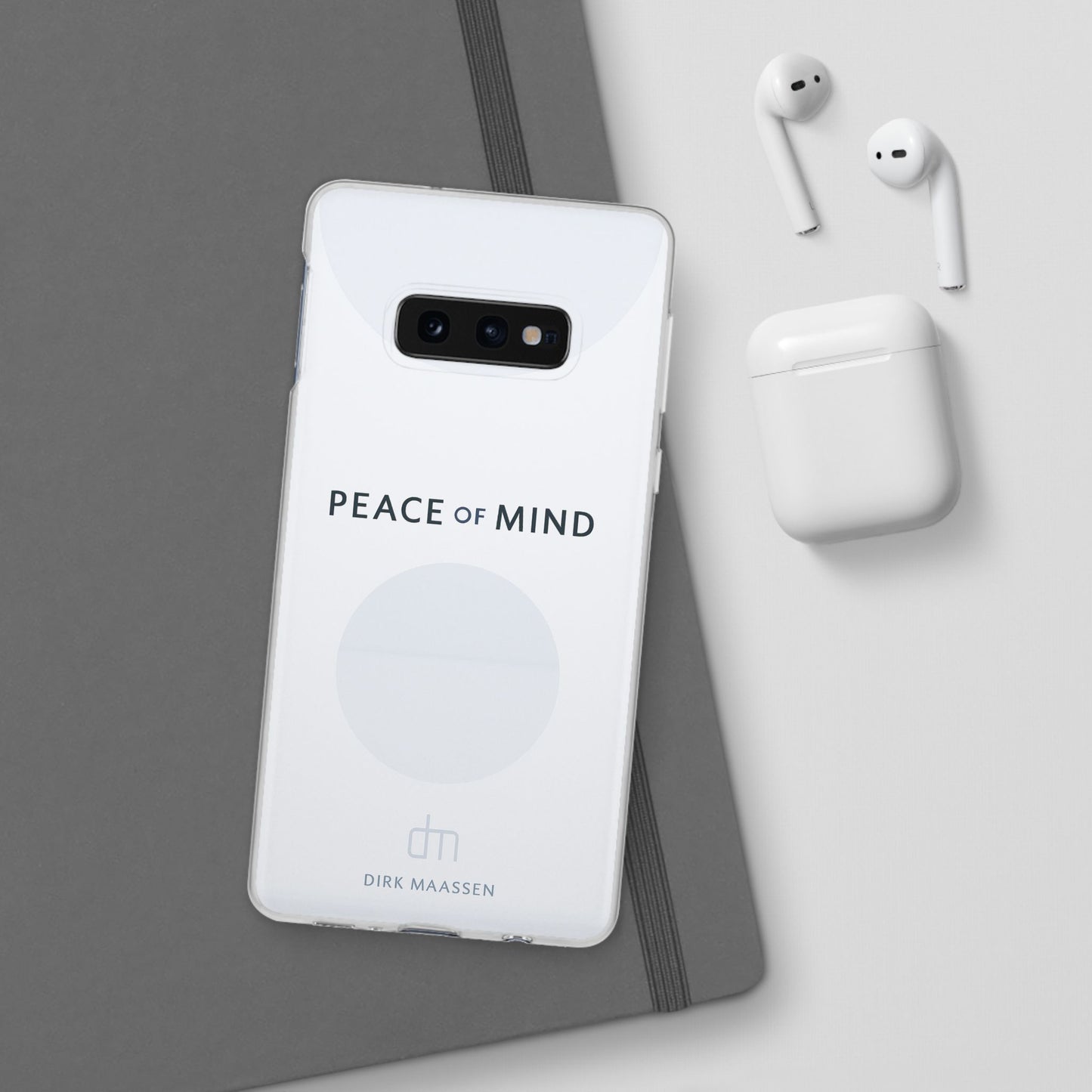 Minimalist Flexi Case - Peace of Mind, Phone Cover, Gift for Him/Her, Modern Tech Accessory, Protective Phone Skin