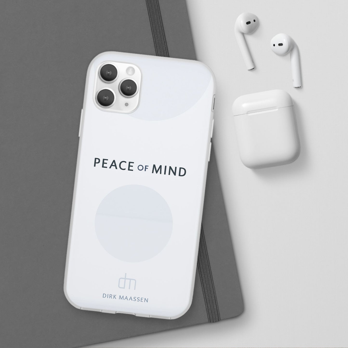 Minimalist Flexi Case - Peace of Mind, Phone Cover, Gift for Him/Her, Modern Tech Accessory, Protective Phone Skin