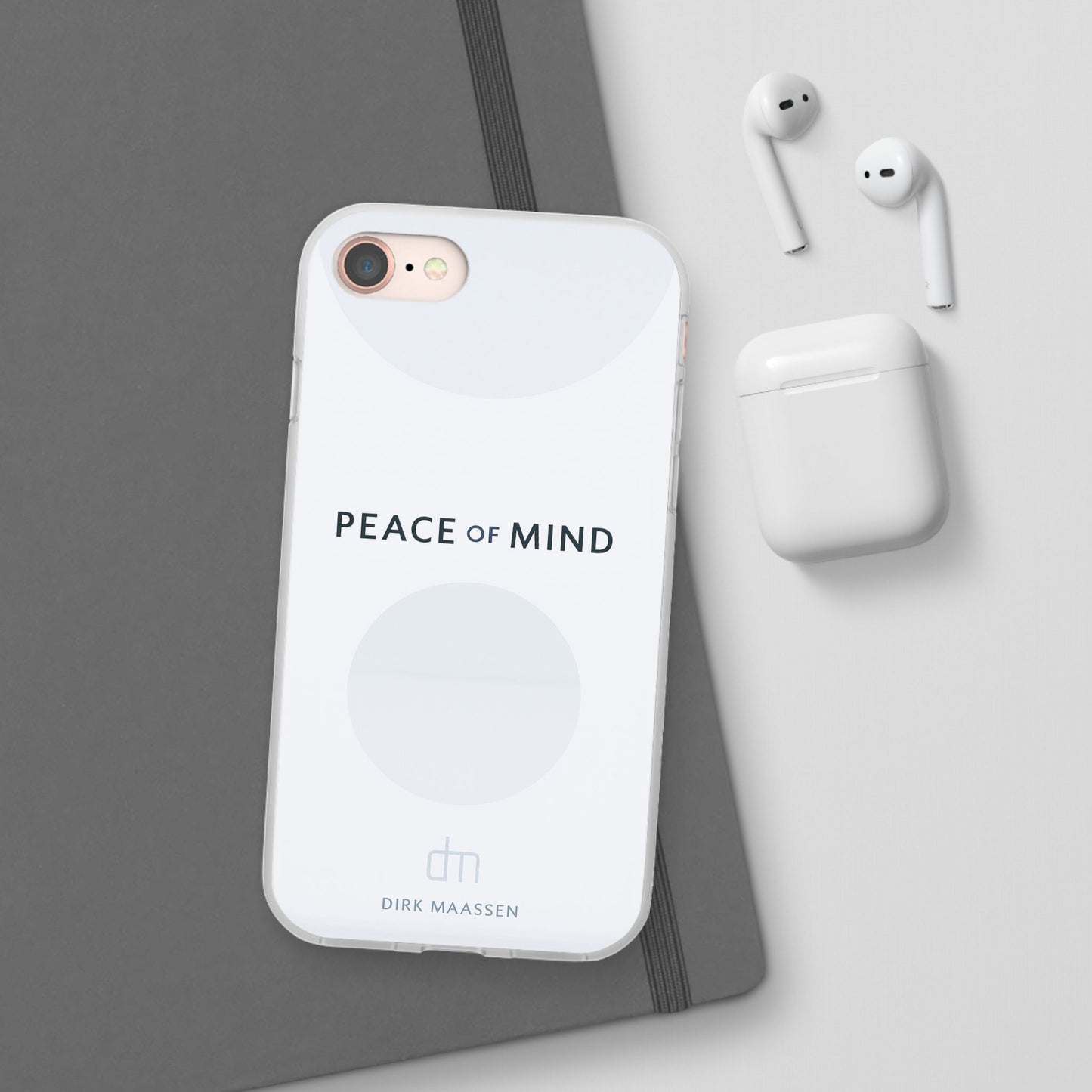 Minimalist Flexi Case - Peace of Mind, Phone Cover, Gift for Him/Her, Modern Tech Accessory, Protective Phone Skin