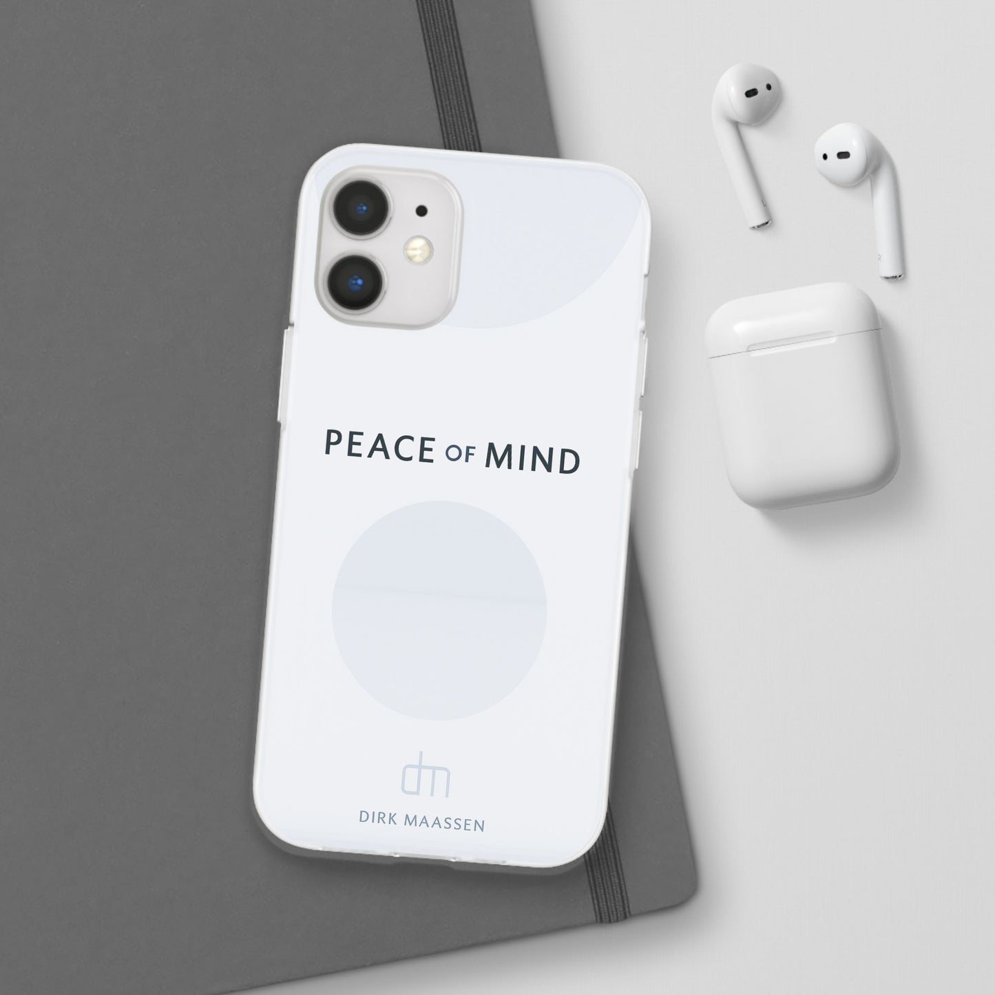Minimalist Flexi Case - Peace of Mind, Phone Cover, Gift for Him/Her, Modern Tech Accessory, Protective Phone Skin