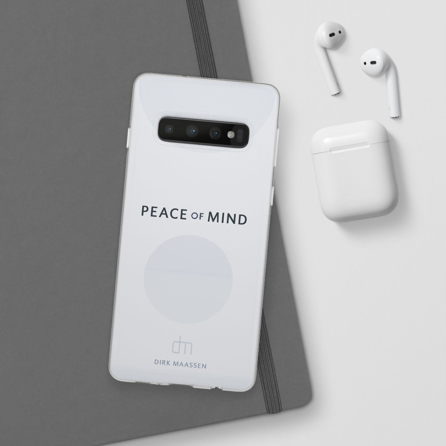 Minimalist Flexi Case - Peace of Mind, Phone Cover, Gift for Him/Her, Modern Tech Accessory, Protective Phone Skin