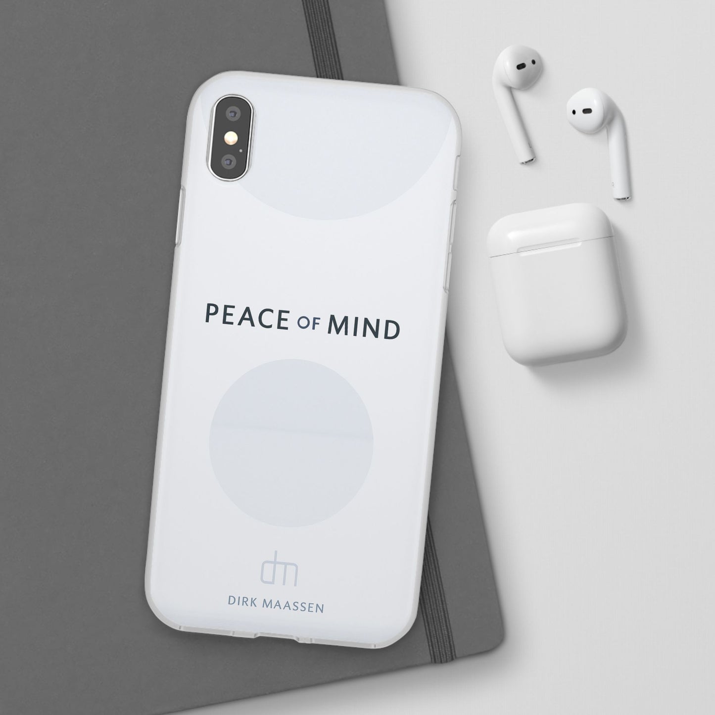 Minimalist Flexi Case - Peace of Mind, Phone Cover, Gift for Him/Her, Modern Tech Accessory, Protective Phone Skin