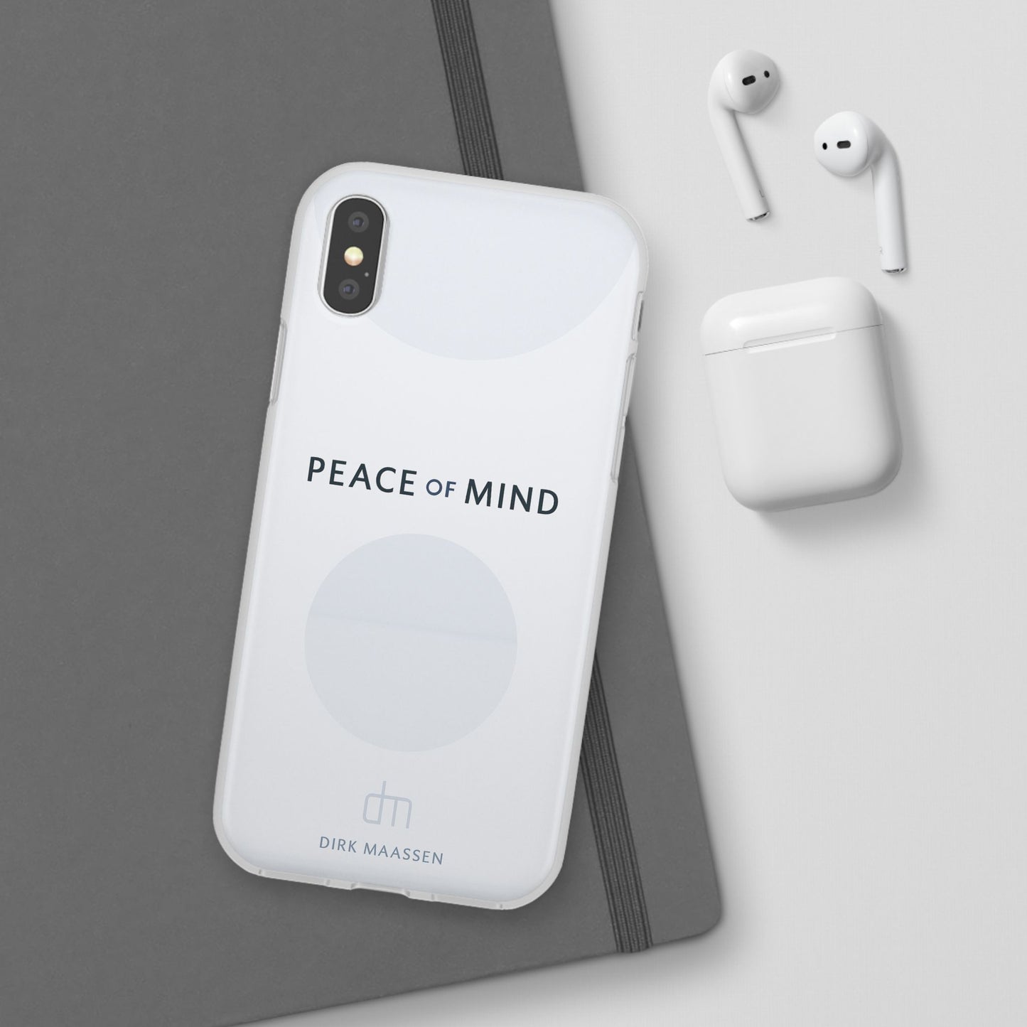 Minimalist Flexi Case - Peace of Mind, Phone Cover, Gift for Him/Her, Modern Tech Accessory, Protective Phone Skin