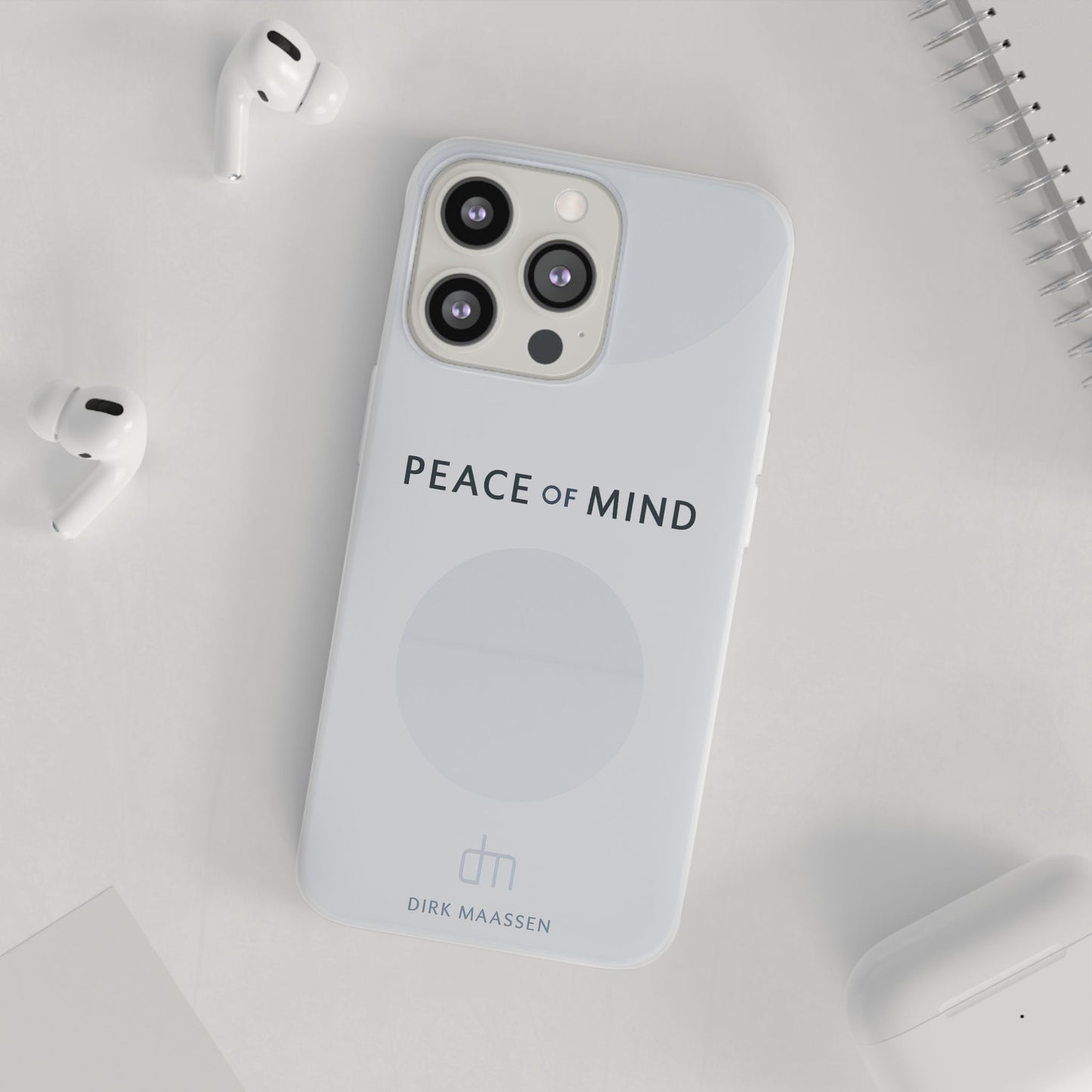 Minimalist Flexi Case - Peace of Mind, Phone Cover, Gift for Him/Her, Modern Tech Accessory, Protective Phone Skin