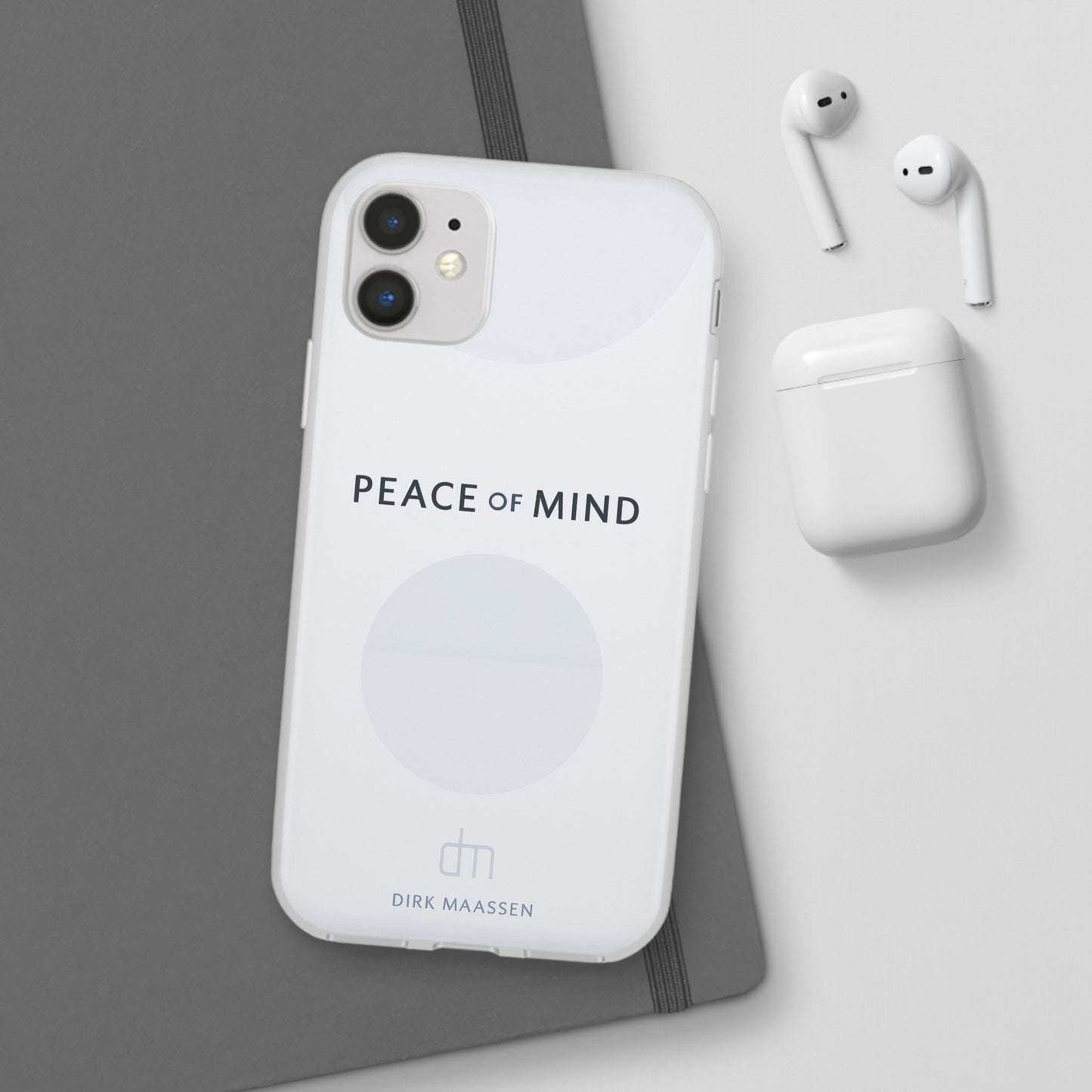 Minimalist Flexi Case - Peace of Mind, Phone Cover, Gift for Him/Her, Modern Tech Accessory, Protective Phone Skin