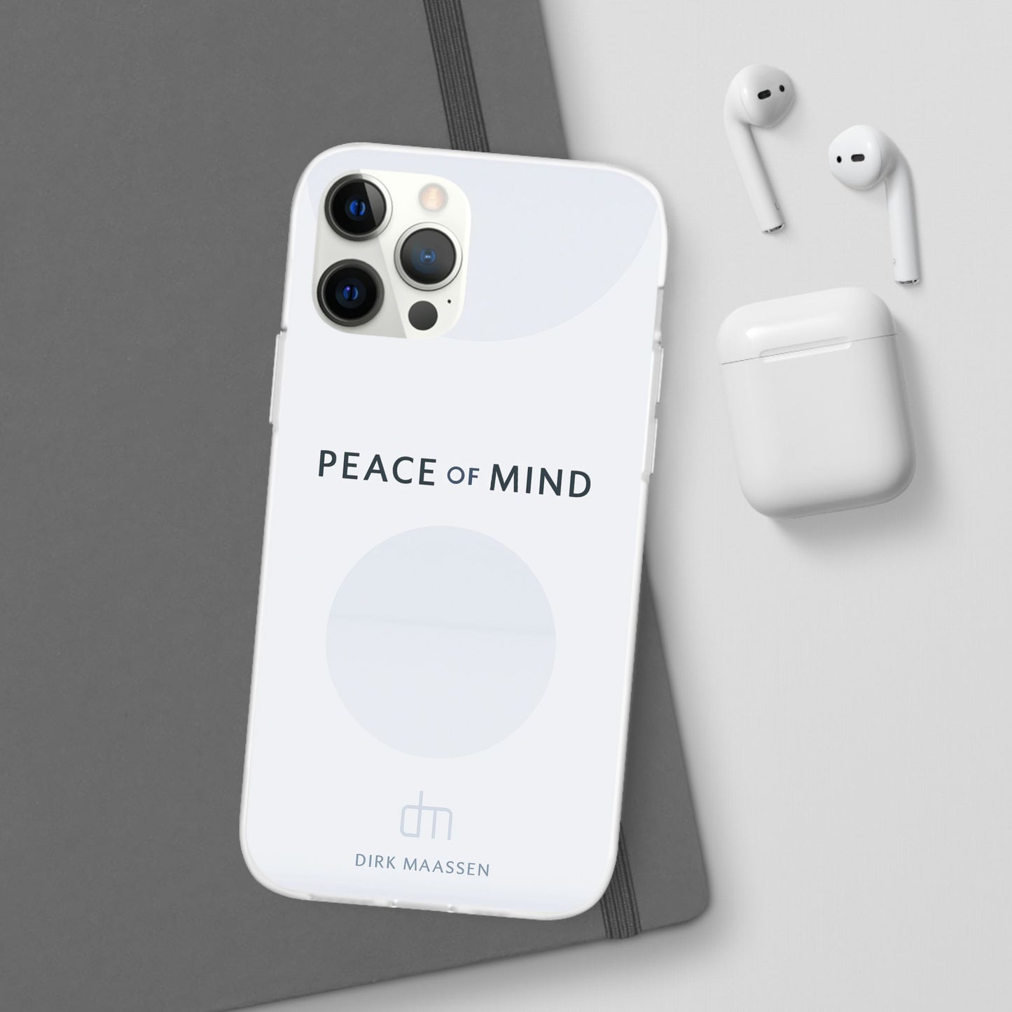 Minimalist Flexi Case - Peace of Mind, Phone Cover, Gift for Him/Her, Modern Tech Accessory, Protective Phone Skin